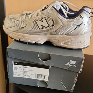 New Balance Kids' White and Gray Sneakers